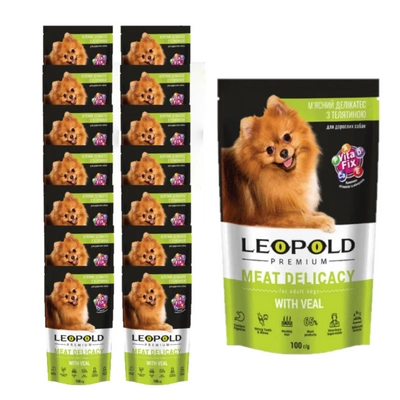 Leopold Premium su veršiena 15x100g - 65% mėsos - šunims