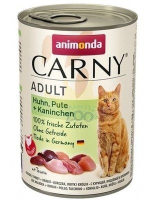 ANIMONDA Cat Carny Adult skonis: vištiena, kalakutiena, triušiena 400g x18