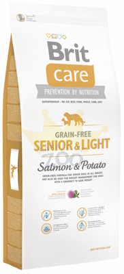 Brit Care Grain-free Senior & Light Salmon & Potato 12kg+Foresto Antkaklis šunims virš 8kg