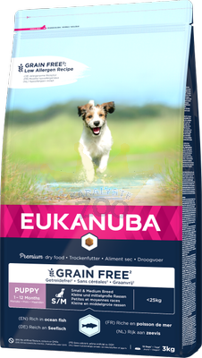 EUKANUBA Puppy&Junior Small/Medium Grain Free 2x3kg - 3% PIGIAU