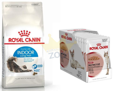 ROYAL CANIN Indoor Long Hair 10kg + ROYAL CANIN Instinctive + 7 12x85g konservas (Padažas)