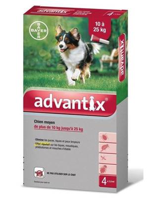 Advantix lašai nuo blusų ir erkių šunims nuo 10 iki 25 kg (4 pipetės)