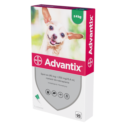 Advantix - šunims iki 4 kg (pipetė 0,4 ml)