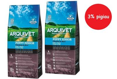 Arquivet Puppy&Junior Vištiena su ryžiais 2x12kg 3% pigiau