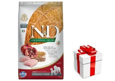 Farmina N&D Ancestral Grain canine CHICKEN & POMEGRANATE ADULT MEDIUM&MAXI  12kg + STAIGMENA ŠUNUI
