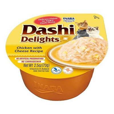 Inaba DASHI papildomas kačių maistas - vištienos ir sūrio skonio sultinys 70 g 