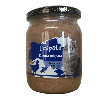 Leopold mėsos ėdalas su vištiena katėms 500g (indelis)