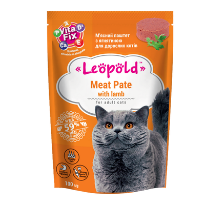 Leopold mėsos paštetas su ėriena katėms 100g 