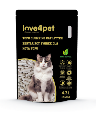 Love4pet super grumstuotas tofu kraikas 2,5 kg 4,3 l katėms