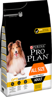 PRO PLAN Light Sterilised All Sizes Suaugusių šunų maistas su vištiena 14kg