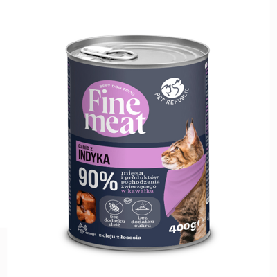 PetRepublic Fine Meat kalakutienos patiekalas 10x400g katėms + laižymo kilimėlis NEMOKAMAI