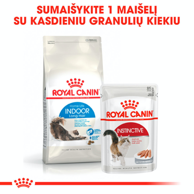 ROYAL CANIN Indoor Long Hair 4 kg sauso ėdalo suaugusioms ilgaplaukėms katėms, laikomoms tik namuose