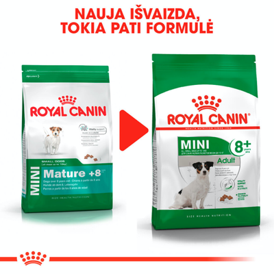 ROYAL CANIN Mini Adult 8+ 2 kg sausas ėdalas vyresniems 8-12 metų amžiaus mažų veislių šunims