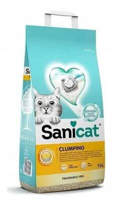SANICAT Clumping unscented 16L - bekvapis bentonitinis kačių kraikas