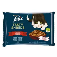 FELIX Tasty Shreds - Kaimo skoniai padaže 4x80g drėgnas kačių maistas
